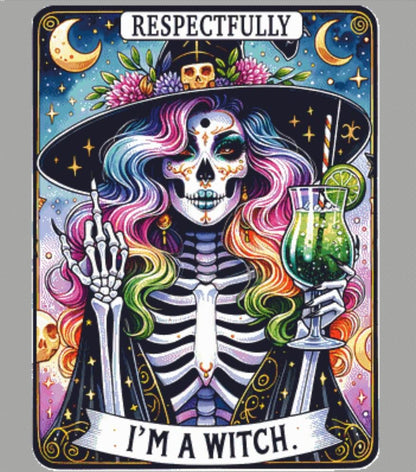 Respectfully I'm a Witch counted cross stitch pattern by Pixel Paige Studio