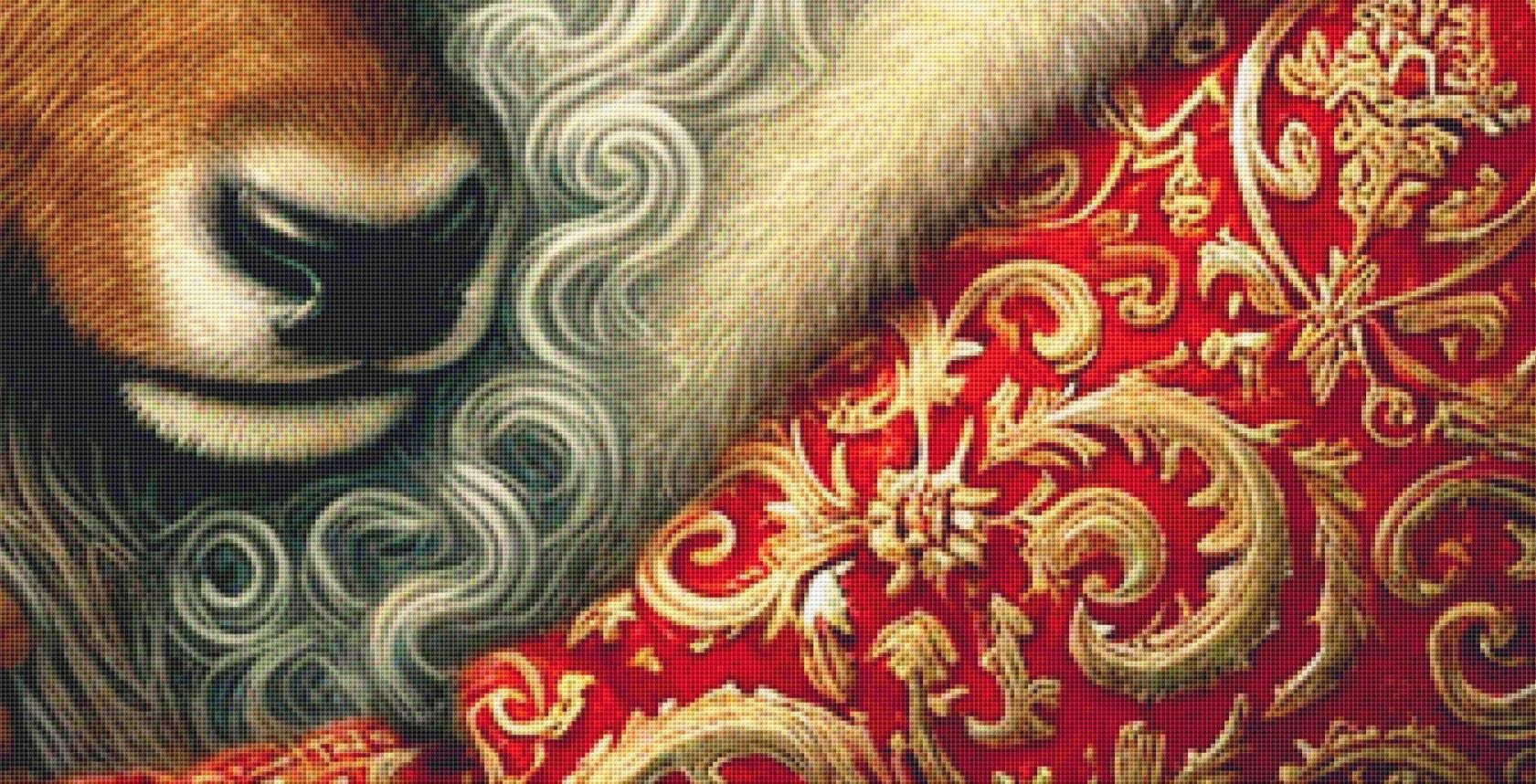 Tender Santa and Reindeer (Max Size/Color) counted cross stitch pattern by Mystic Vision Gallery