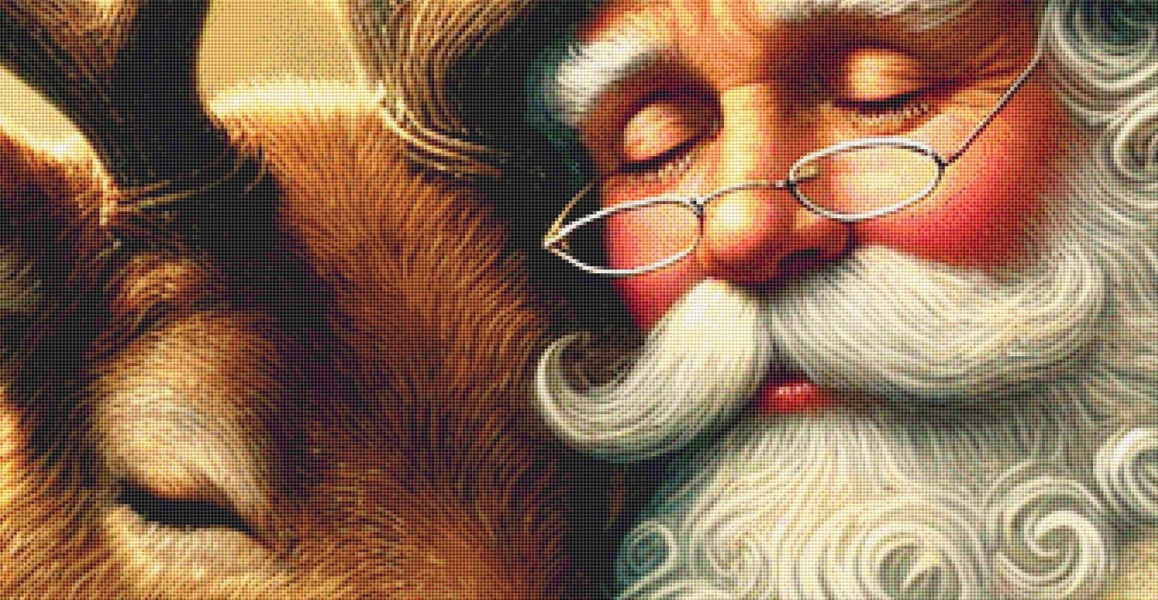 Tender Santa and Reindeer (Max Size/Color) counted cross stitch pattern by Mystic Vision Gallery