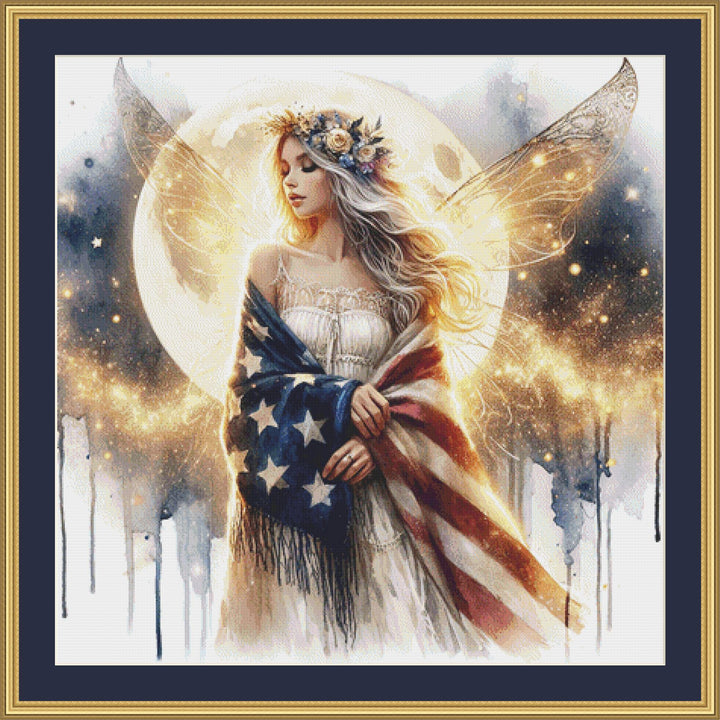 Patriotic Fairy No. 1 counted cross stitch pattern by Design Studio Trend