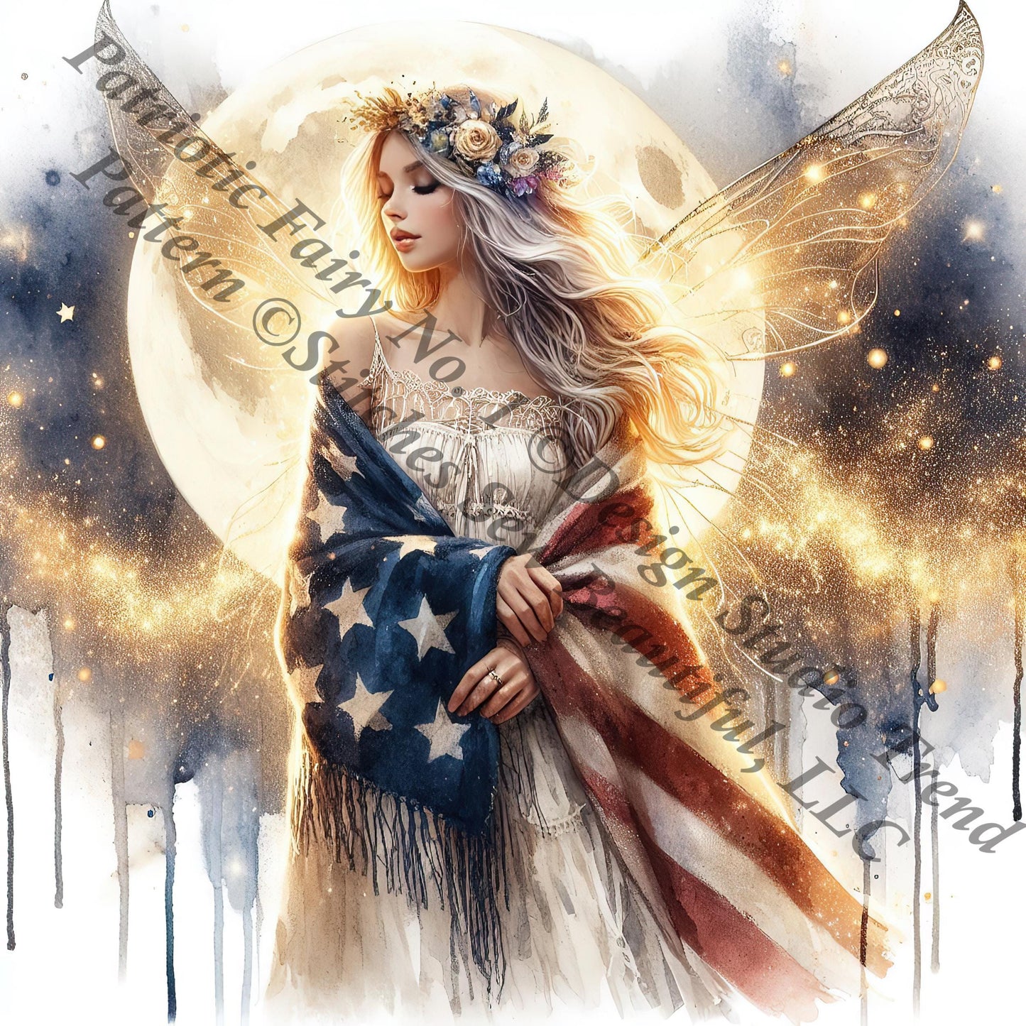 Patriotic Fairy No. 1 counted cross stitch pattern by Design Studio Trend