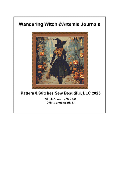Wandering Witch counted cross stitch pattern by Artemis Journals