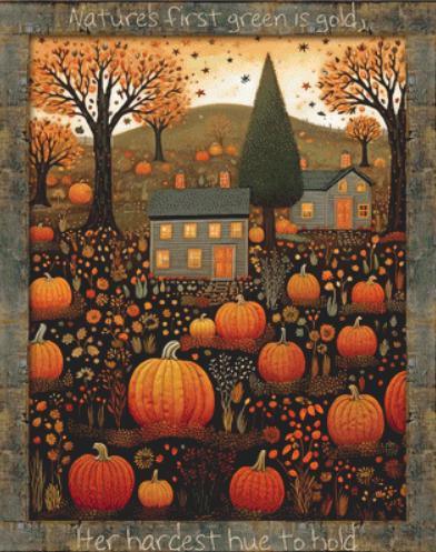 Fall House counted cross stitch pattern by Ivy Cottage Home