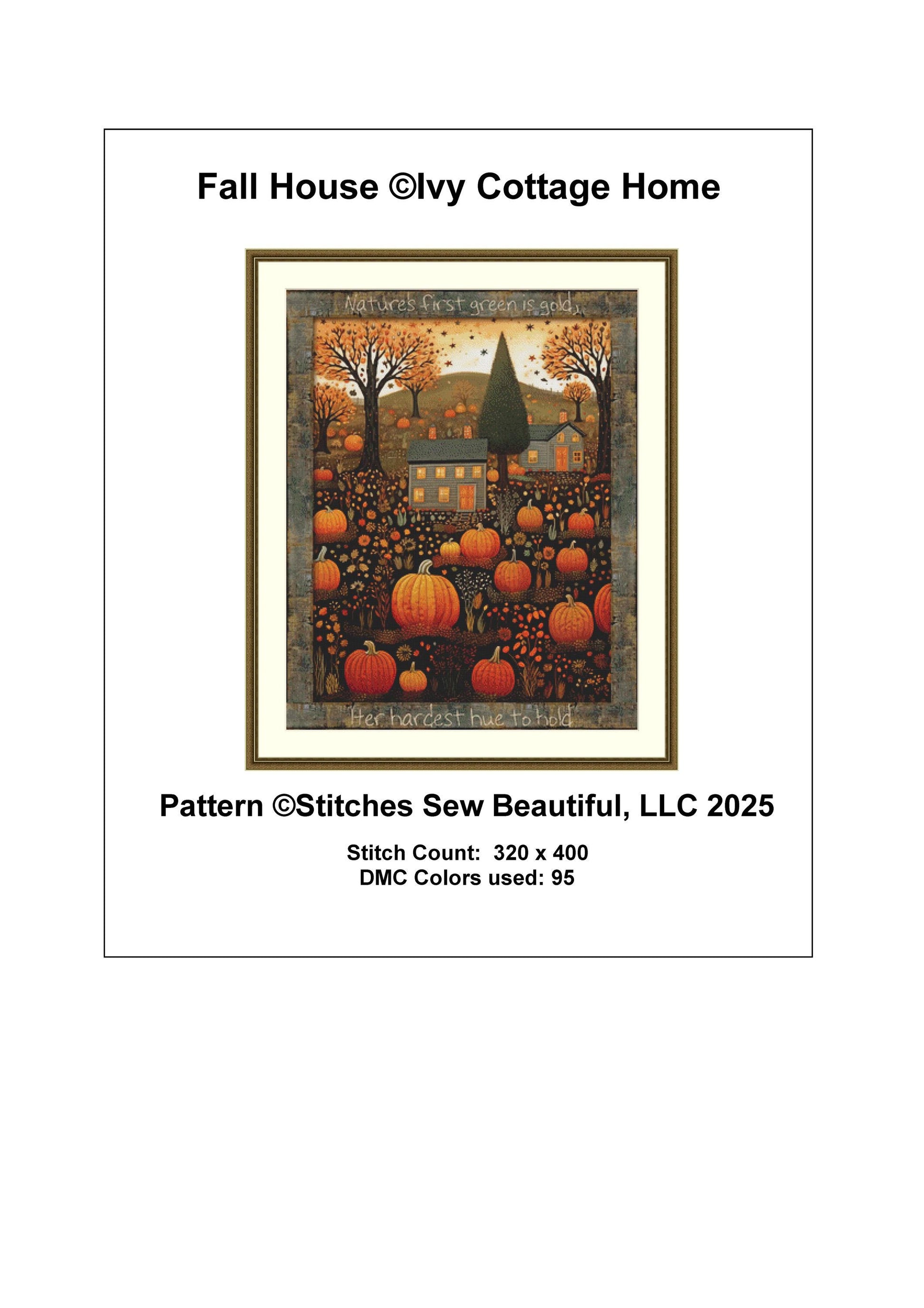 Fall House counted cross stitch pattern by Ivy Cottage Home