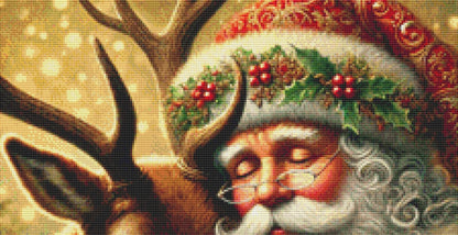 Tender Santa and Reindeer (Small) counted cross stitch pattern by Mystic Vision Gallery
