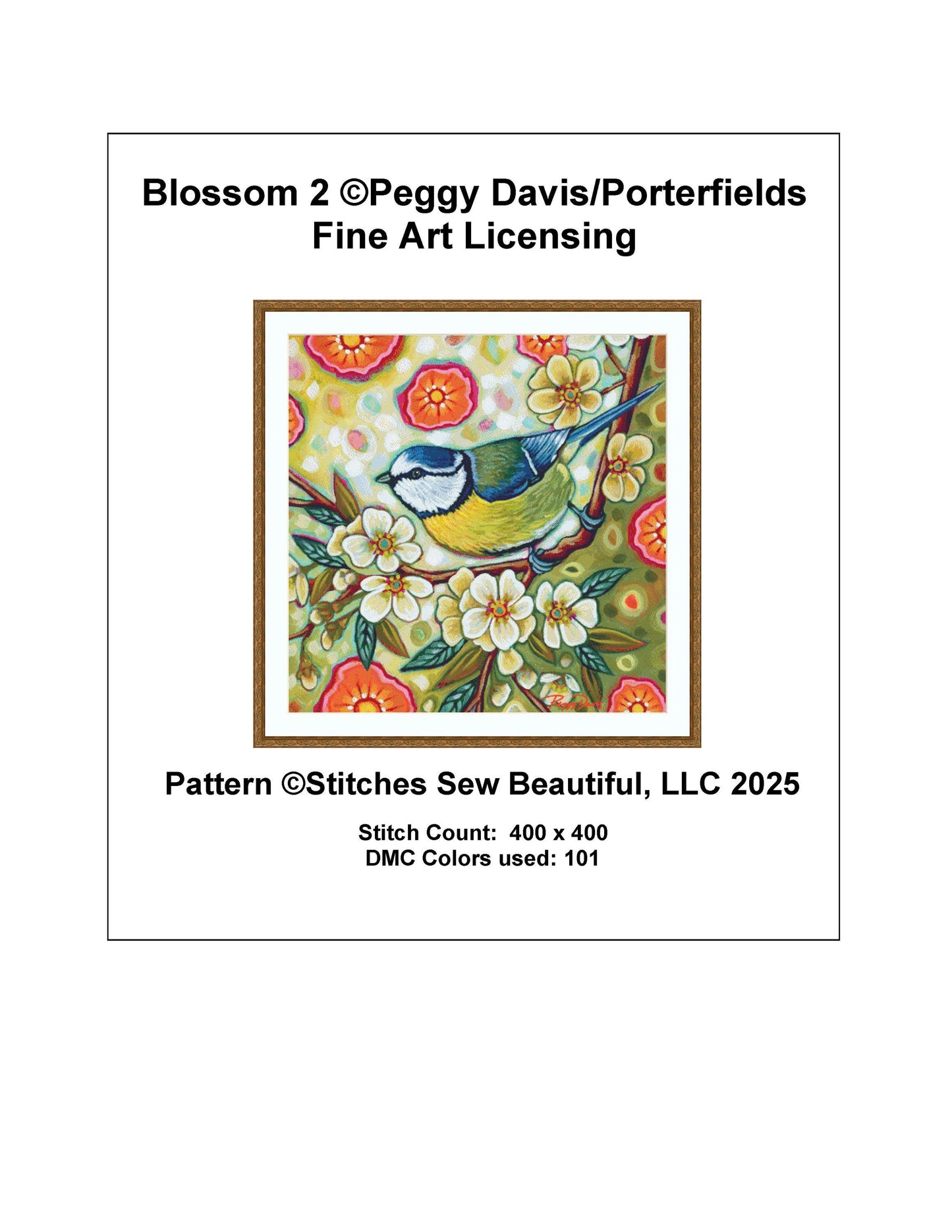 Blossom 2 counted cross sttich pattern by Peggy Davis/Porterfields Fine Art Licensing
