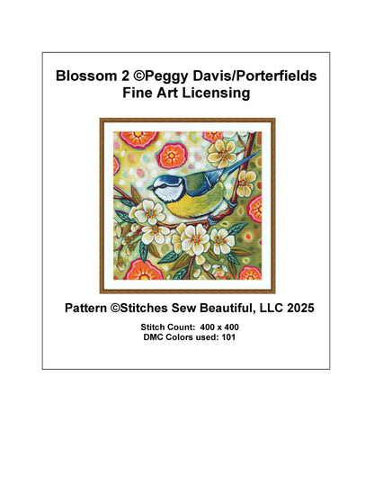 Blossom 2 counted cross sttich pattern by Peggy Davis/Porterfields Fine Art Licensing