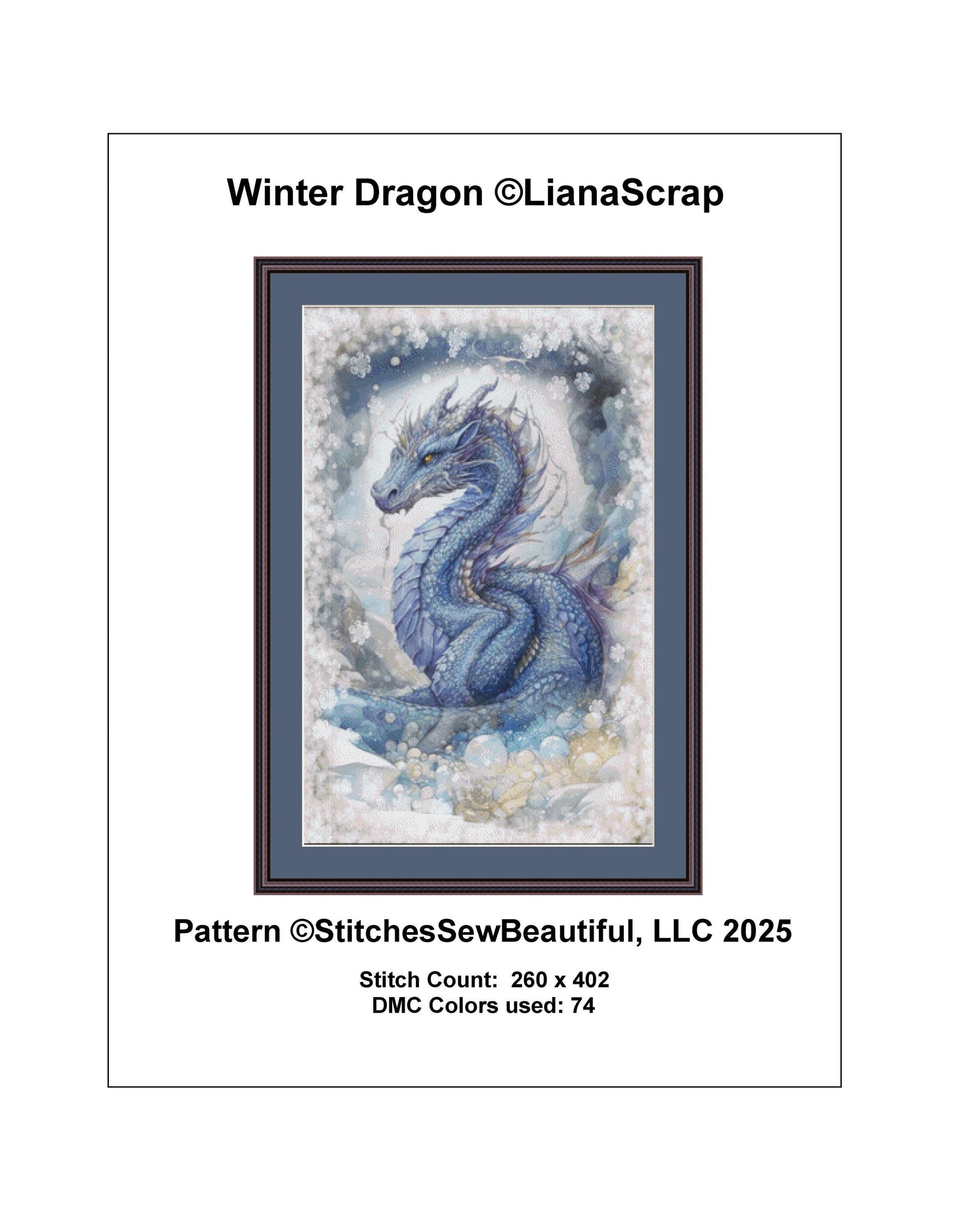 Winter Dragon counted cross stitch pattern by LianaScrap