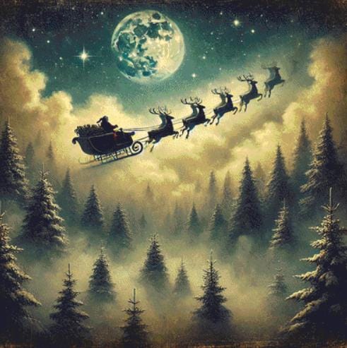Christmas Eve counted cross stitch pattern by Mystic Vision Gallery