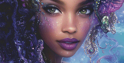 Beautiful Sea Lady counted cross stitch pattern by Coastal Bliss Studios