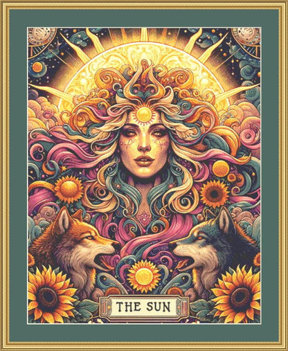 The Sun Tarot counted cross stitch pattern by Sweet Crow Designs