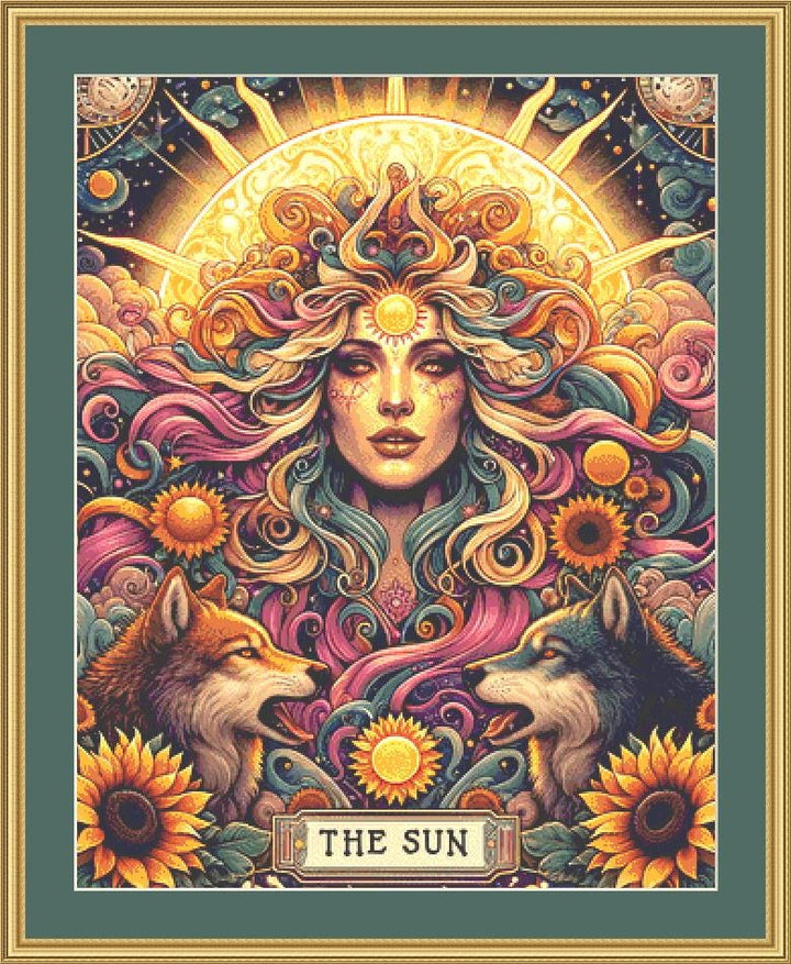 The Sun Tarot counted cross stitch pattern by Sweet Crow Designs