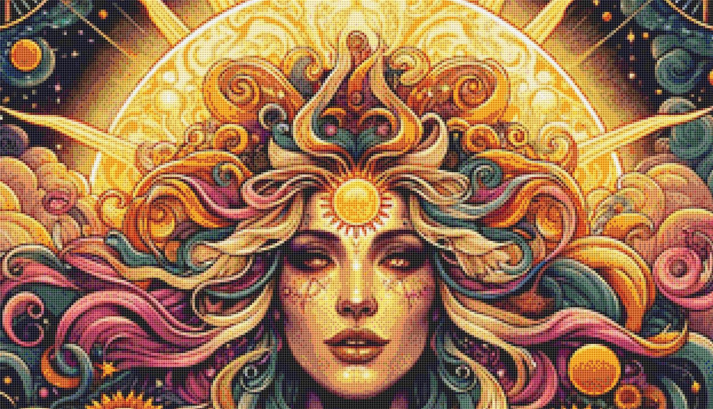 The Sun Tarot counted cross stitch pattern by Sweet Crow Designs