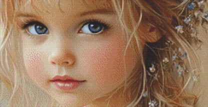 Blue Eyed Girl counted cross stitch pattern by Ingrid Jean AI Art