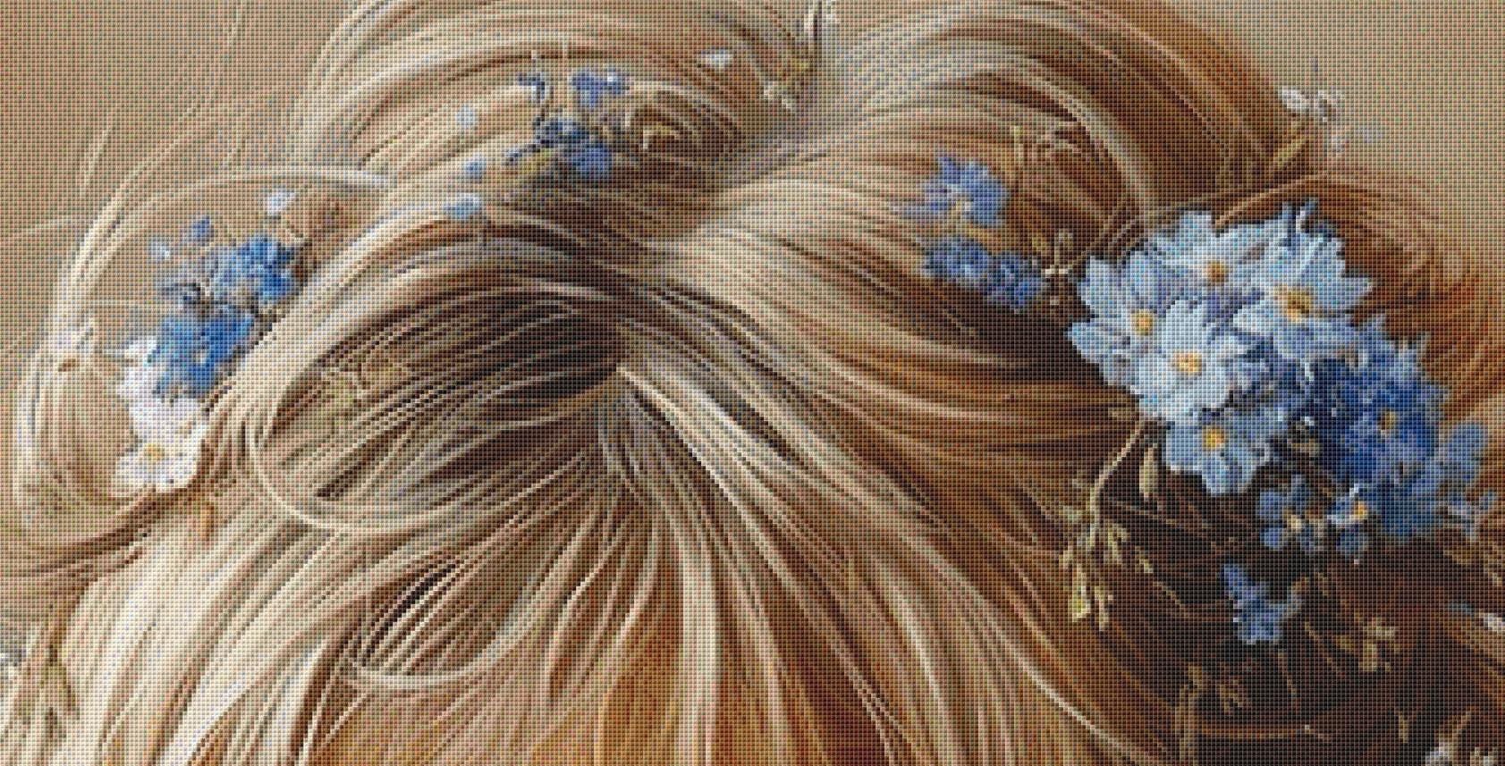 Blue Eyed Girl (Max Size/Color) counted cross stitch pattern by Ingrid Jean AI Art
