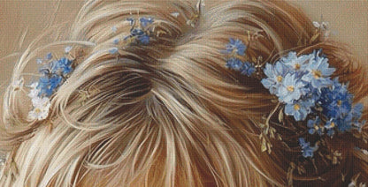 Blue Eyed Girl (Max Size/Color) counted cross stitch pattern by Ingrid Jean AI Art