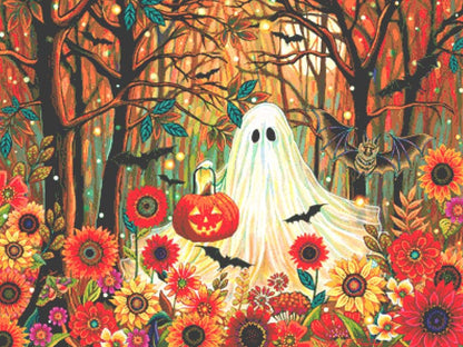 A Ghost's Night Out counted cross stitch pattern by Peggy Davis/Porterfields Fine Art Licensing