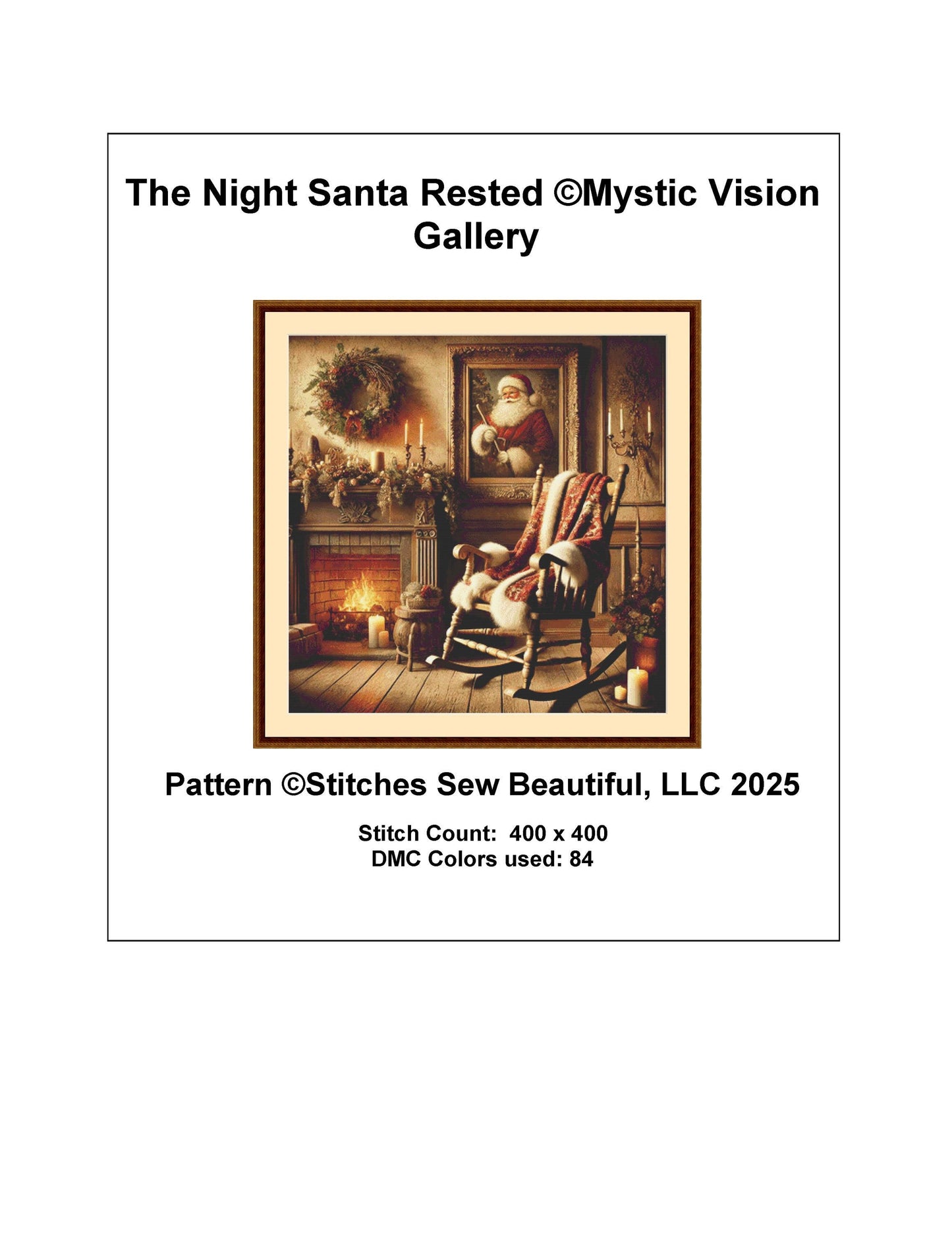 The Night Santa Rested counted cross stitch pattern by Mystic Vision Gallery