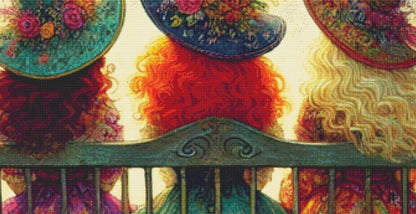 Whimsical Witches on Bench (Max Size/Color) counted cross stitch pattern by Mystic Vision Gallery
