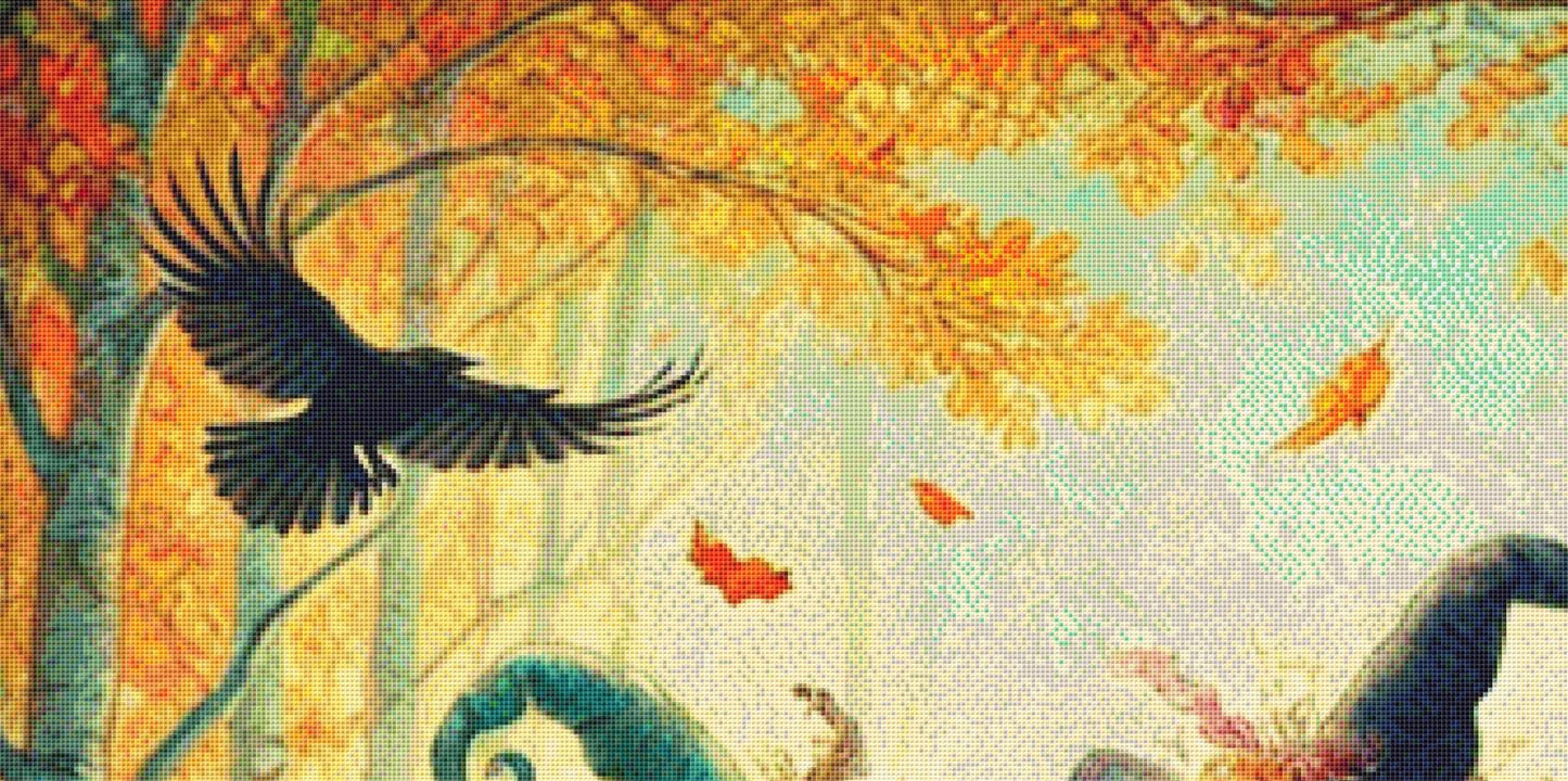 Whimsical Witches on Bench (Max Size/Color) counted cross stitch pattern by Mystic Vision Gallery