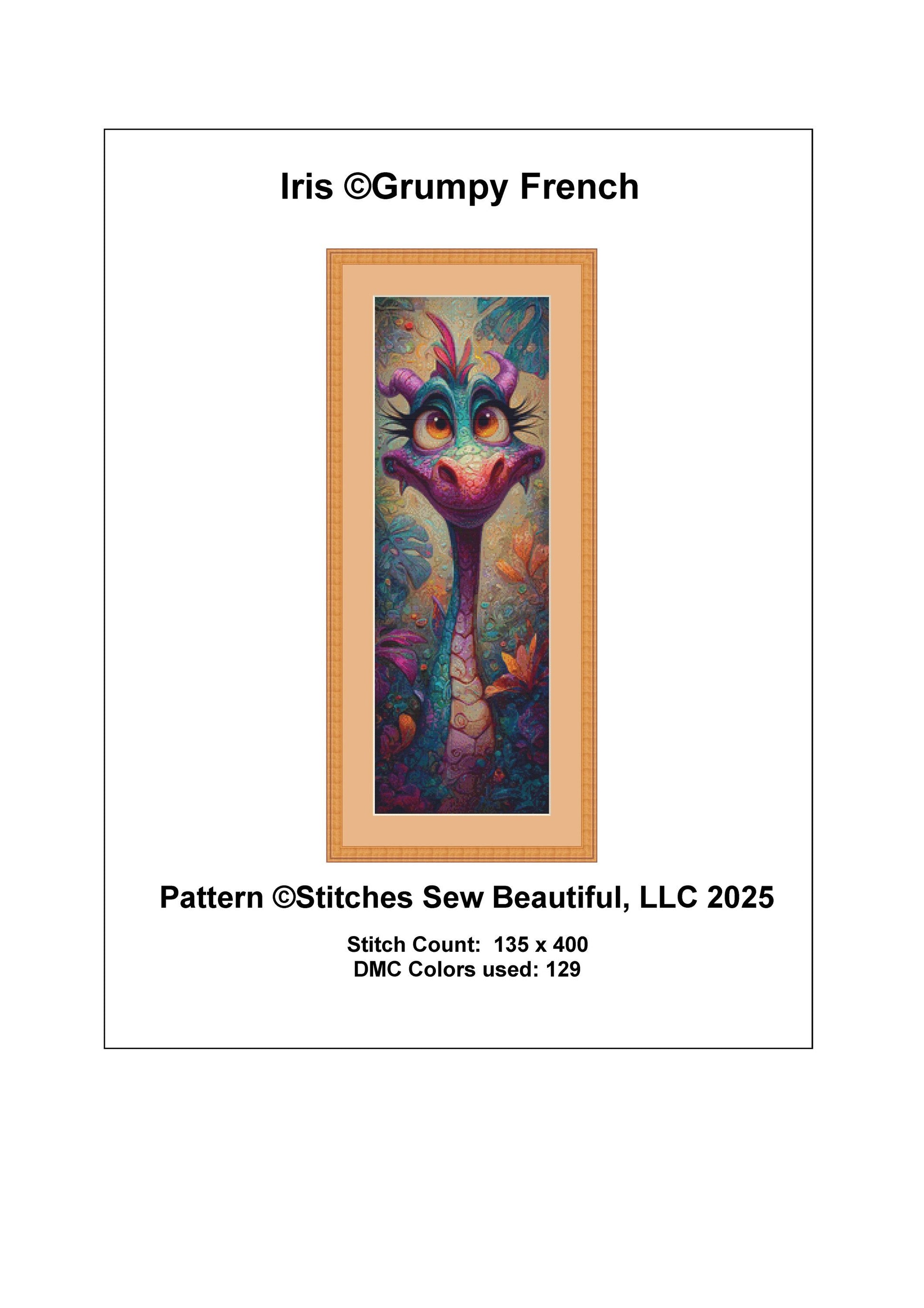 Iris counted cross stitch pattern by Grumpy French