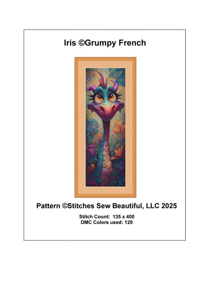 Iris counted cross stitch pattern by Grumpy French