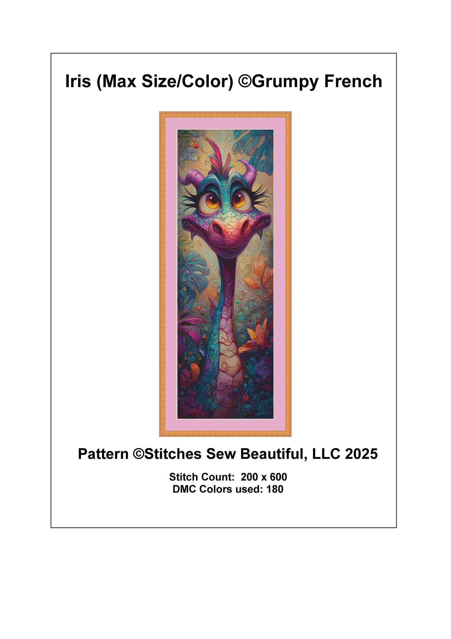 Iris (Max Size/Color) counted cross stitch pattern by Grumpy French