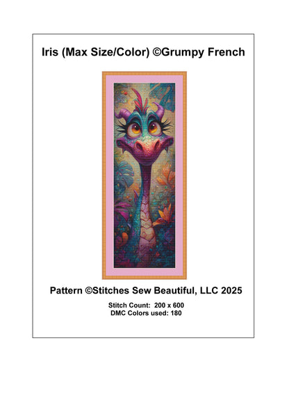 Iris (Max Size/Color) counted cross stitch pattern by Grumpy French