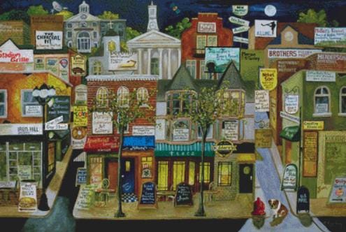 Gay Street counted cross stitch pattern by Gwendolyn McShepard/Ansada Art Licensing Group, LLC