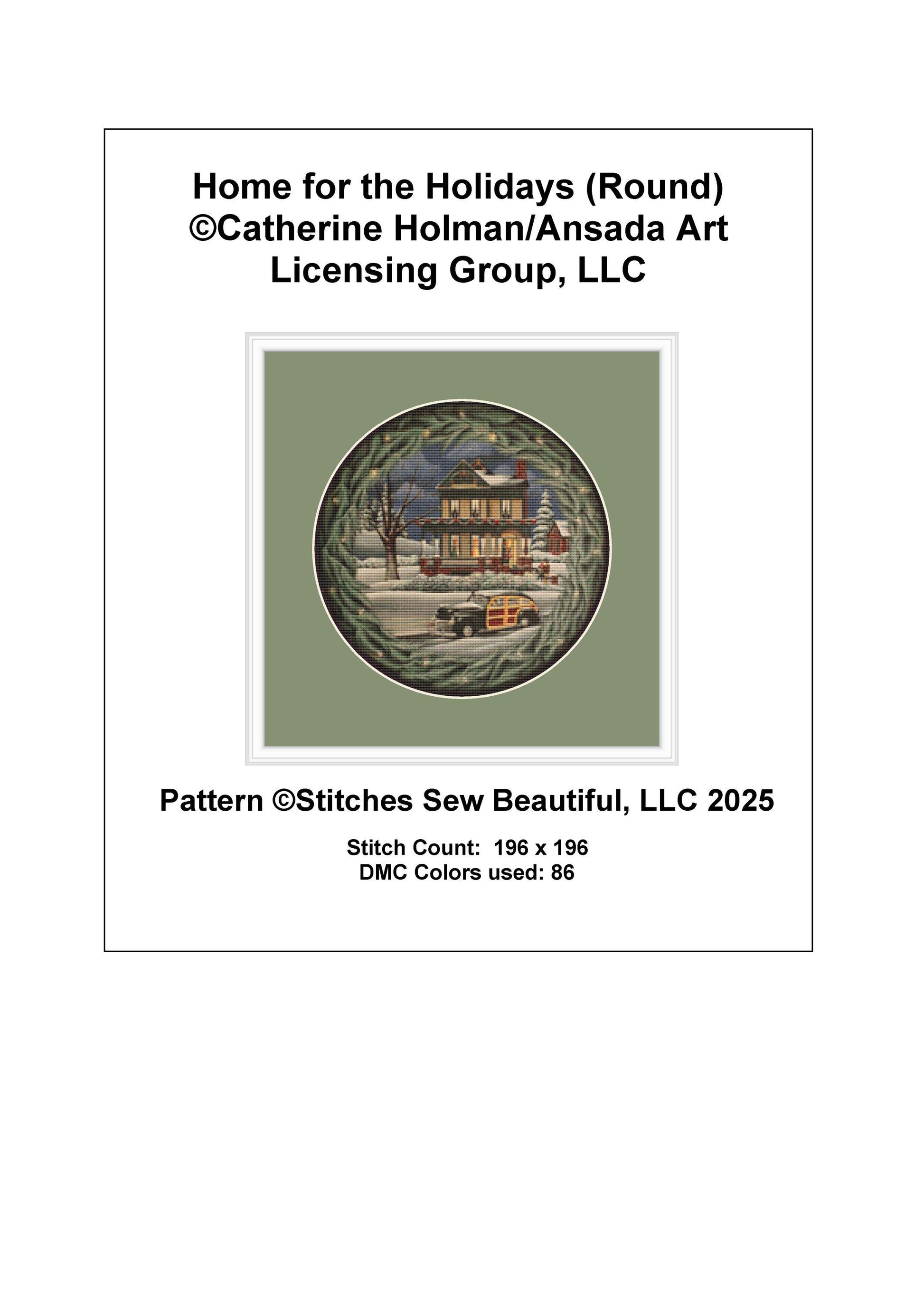 Home for the Holidays (Round) counted cross stitch pattern by Catherine Holman/Ansada Art Licensing Group, LLC