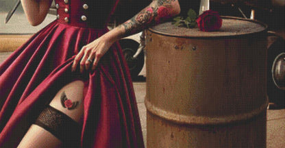 Aviator Pin-Up counted cross stitch pattern by Mystic Vision Gallery