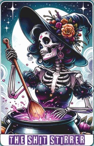 The Shit Stirrer counted cross stitch pattern by Pixel Paige Studio