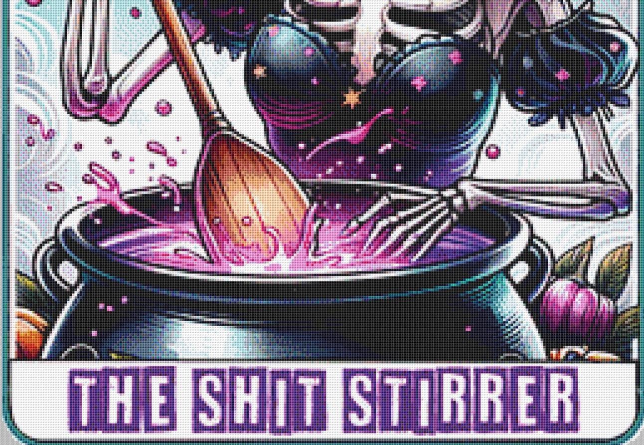 The Shit Stirrer counted cross stitch pattern by Pixel Paige Studio