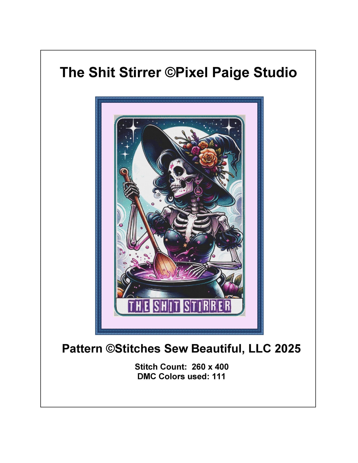 The Shit Stirrer counted cross stitch pattern by Pixel Paige Studio