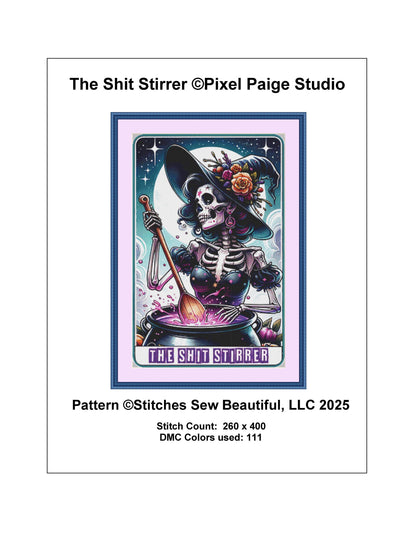 The Shit Stirrer counted cross stitch pattern by Pixel Paige Studio