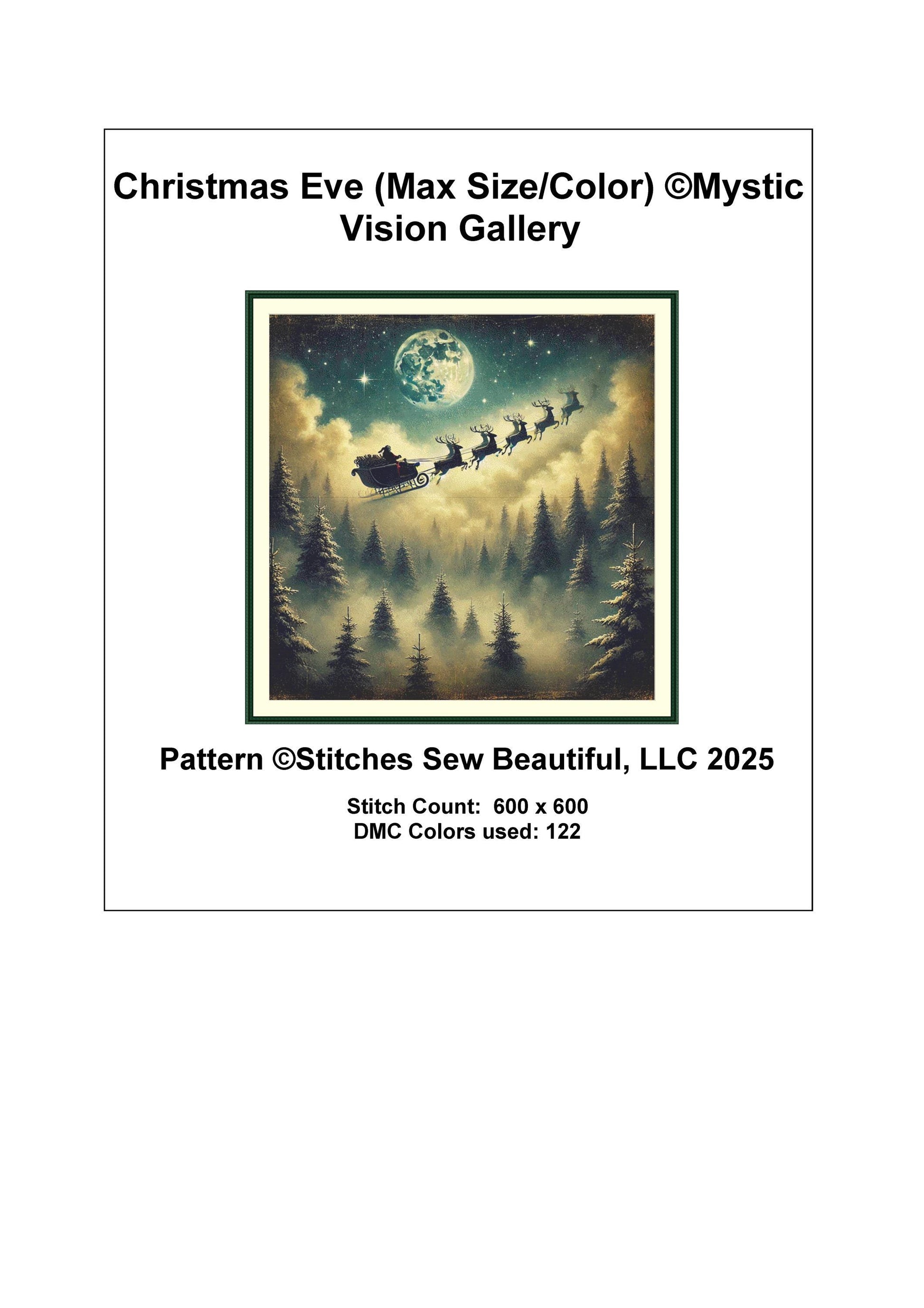 Christmas Eve (Max Size/Color) counted cross stitch pattern by Mystic Vision Gallery