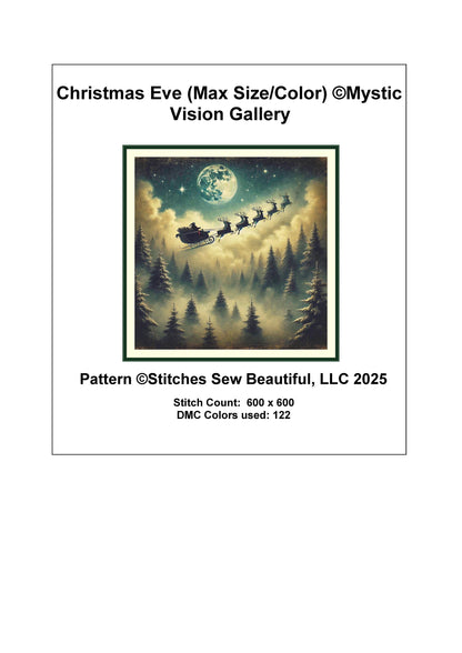 Christmas Eve (Max Size/Color) counted cross stitch pattern by Mystic Vision Gallery