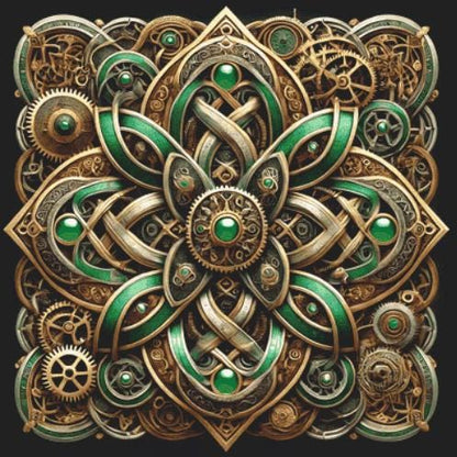 Steampunk Celtic Mandala counted cross stitch pattern by Mystic Vision Gallery