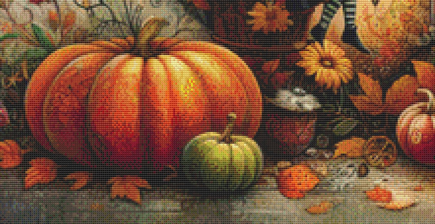 Serene Autumn Country Witch counted cross stitch pattern by World of Love Hearts/Adrian G. Eyre