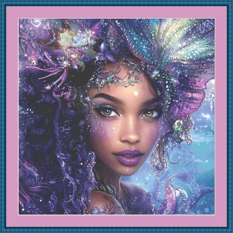Beautiful Sea Lady counted cross stitch pattern by Coastal Bliss Studios