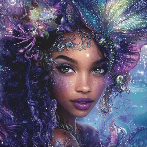 Beautiful Sea Lady counted cross stitch pattern by Coastal Bliss Studios