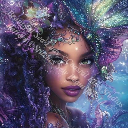 Beautiful Sea Lady counted cross stitch pattern by Coastal Bliss Studios