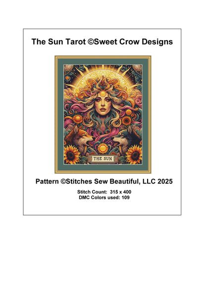 The Sun Tarot counted cross stitch pattern by Sweet Crow Designs