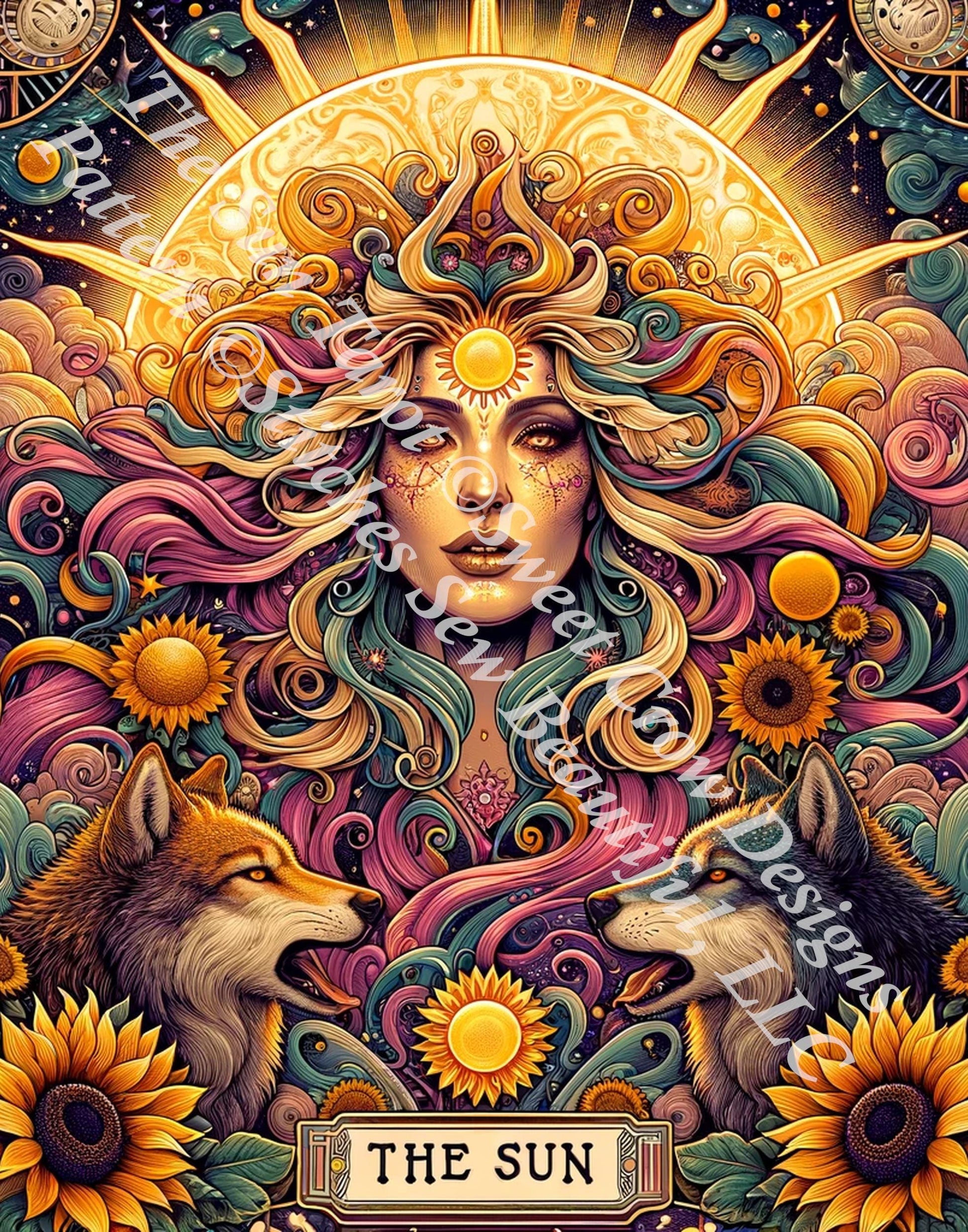 The Sun Tarot counted cross stitch pattern by Sweet Crow Designs