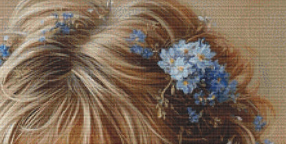 Blue Eyed Girl counted cross stitch pattern by Ingrid Jean AI Art