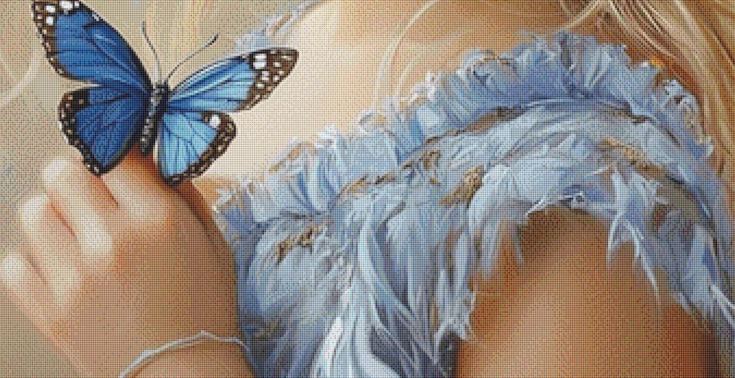 Blue Eyed Girl (Max Size/Color) counted cross stitch pattern by Ingrid Jean AI Art