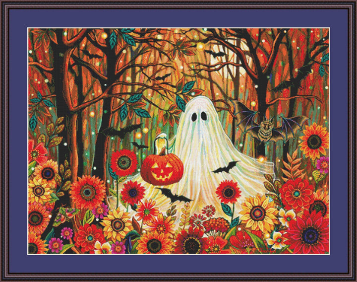 A Ghost's Night Out counted cross stitch pattern by Peggy Davis/Porterfields Fine Art Licensing