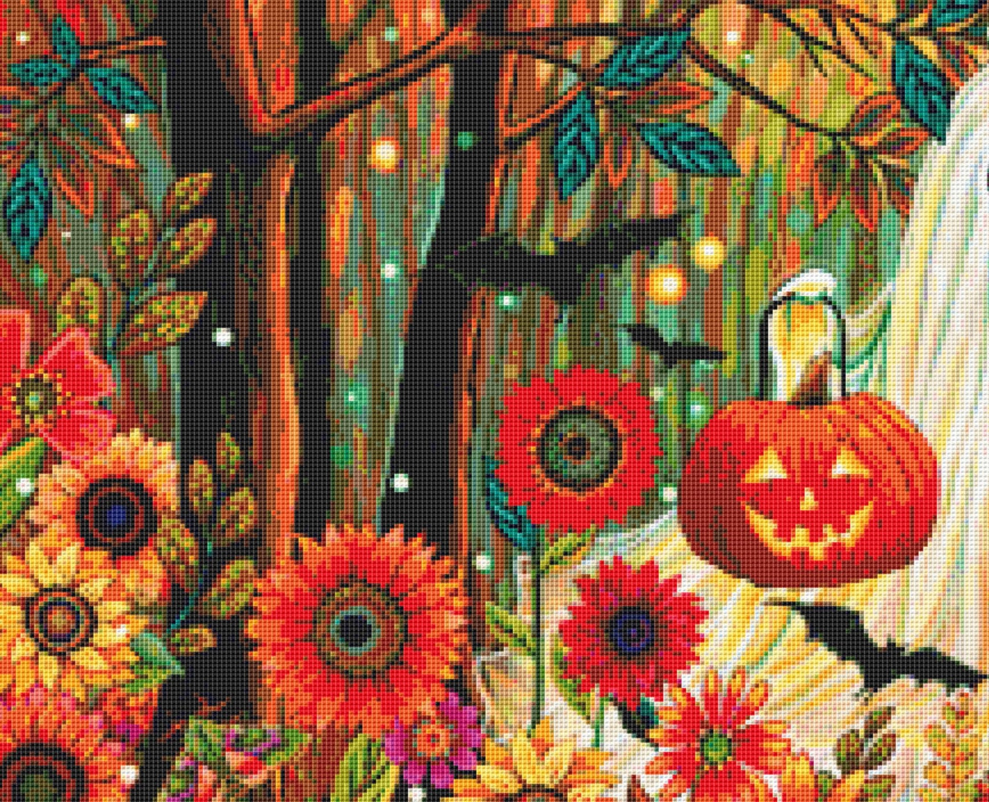 A Ghost's Night Out counted cross stitch pattern by Peggy Davis/Porterfields Fine Art Licensing