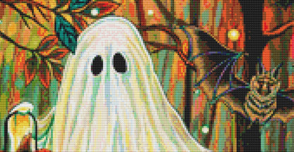 A Ghost's Night Out counted cross stitch pattern by Peggy Davis/Porterfields Fine Art Licensing