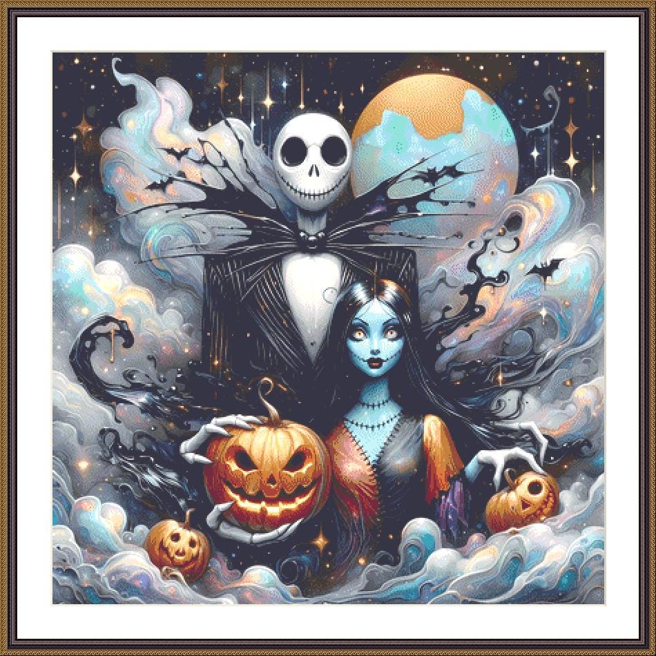 Jack and Sally counted cross stitch pattern by Clarissa Design Studio